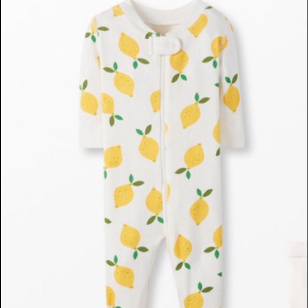 Hanna Andersson Lemonade in White Baby Zip Sleeper 12-18 mos NWT